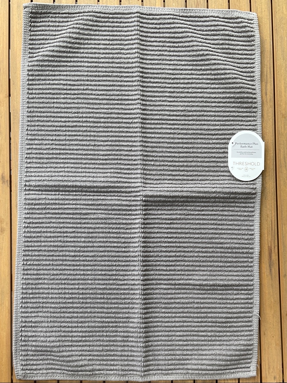 Threshold Gray Ribbed Bath Mat -20X30 inch, NWT